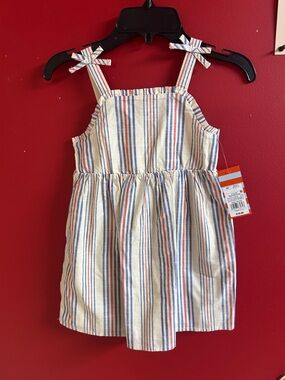 Cat & Jack Cream Sundress with Blue & Red Stripes size 4t patriotic